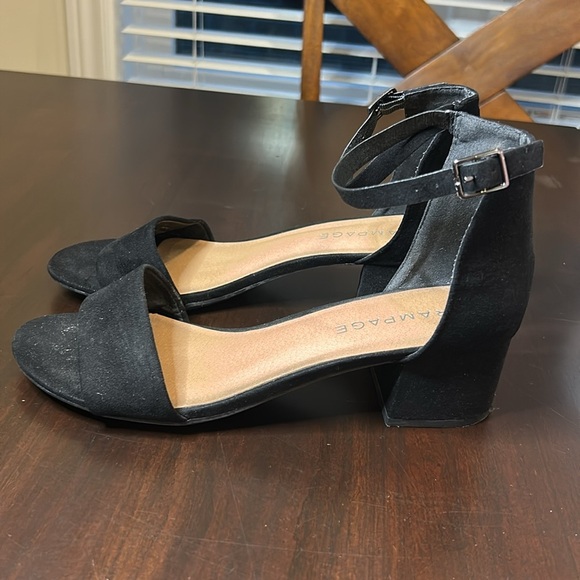 Rampage Black Faux Suede Block Heel Ankle Strap Open Toe Sandals Size 9 - Picture 6 of 13